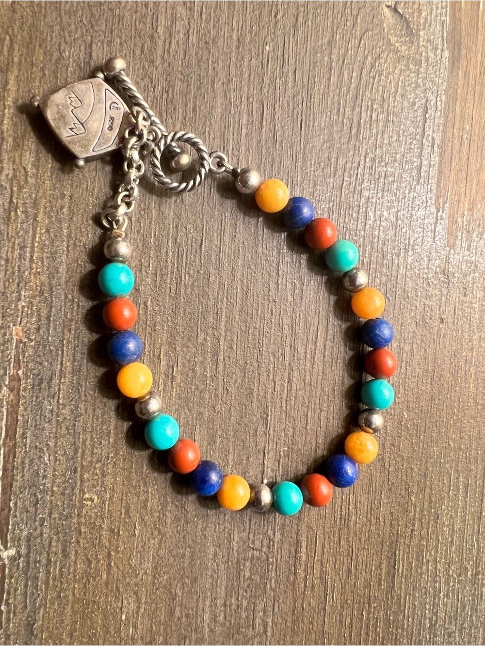 Carolyn Pollack Relios sterling silver gemstone toggle bracelet 7.5”